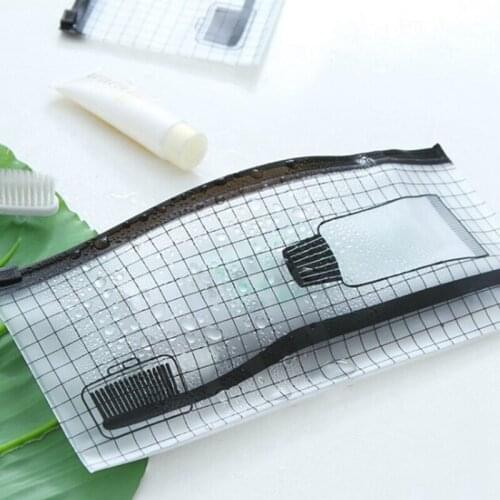PVC Transparent Toothbrush Cosmetic Bag Women Travel Makeup Bag Organizer Storage Pouch Pencil case Toiletry Wash Kit Case