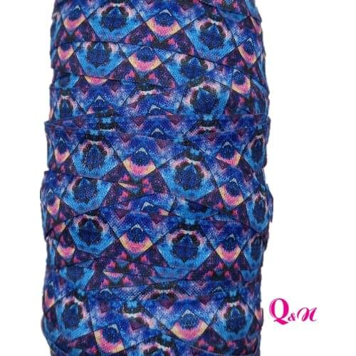 Q&N ribbon wholesale/OEM 5/8inch 16mm 190515005 colorful gymnastics design sport printed folded over elastic FOE for hair tie