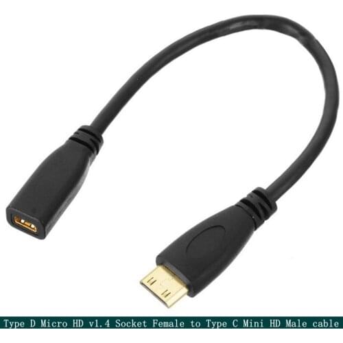 Type D Micro HDMI v1.4 Socket Female to Type C Mini HDMI Male Convertor 0.2m cable
