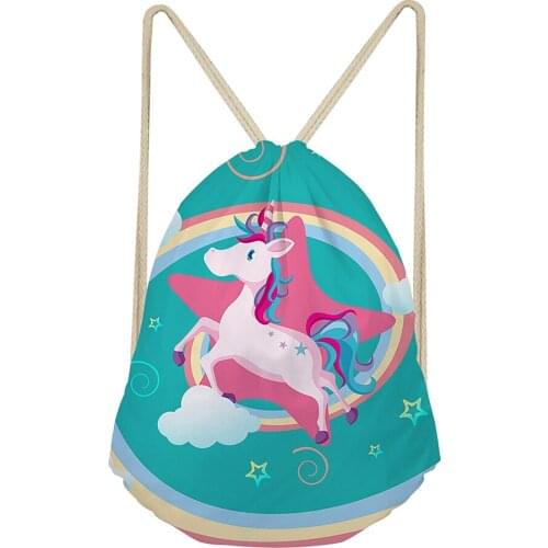 Drawstring Storage Bags Funny Unicorn Pattern Student Backpack Travel Bag