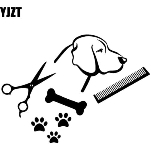 YJZT 12.7CM*9.3CM Dog Decal Pet Vinyl Car Sticker Paw Prints Decor Black/Silver C10-00374