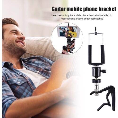 Guitar Head Clip Mobile Phone Holder Adjustable Guitar Live Broadcast Bracket for Smartphone Music Mount Stand Support