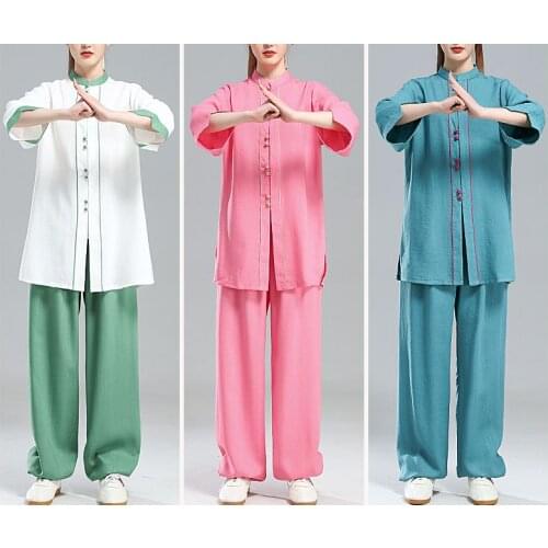 Women cotton&linen Summer kung fu tai chi uniforms martial arts suits taijiquan clothes wushu clothing