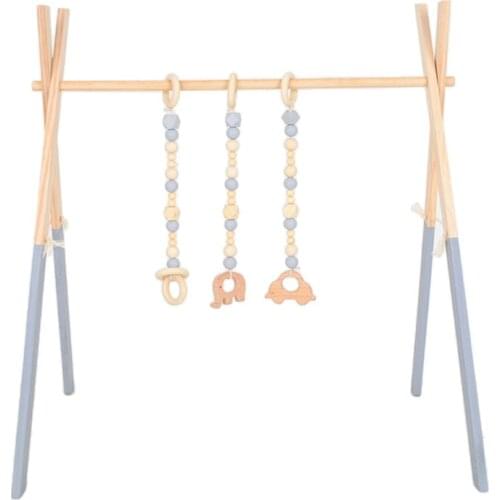 1Set Nordic Cartoon Baby Wooden Gym Fitness Frame Rack Hanging Pendant Toys Kit New Dropship