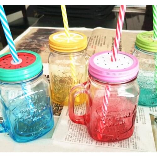 1pc 19cm with Ring Straw Color Random Color Striped Plus Plastic Food Straw Straw Hard Pp Mason V0L2