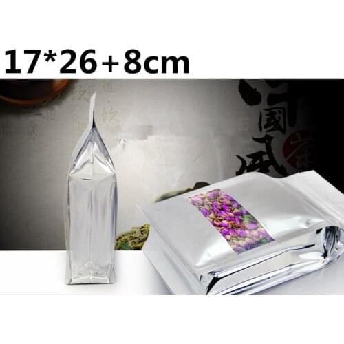 100Pcs 17*26cm Food Moisture-proof Bags Aluminium Bags Stand Up Pouch With Window,Square Packaging Bags for Snack,Cookies