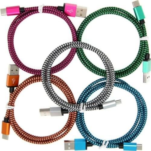 3m 2m 1m Nylon Braided Copper Micro USB Type C Data Sync Line Cable For iPhone XS 6 7 8 11 Pro Samsung Mobile Phone Cord 500pcs