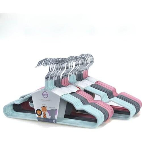 31cm/ 41cm 10pcs/lot Childrens Clothes Hangers Traceless Coat Rack for Adult Plastic Hangers with Metal Covered Stainless Steel