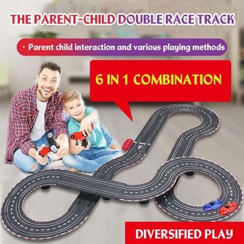 6 In 1 Electric Racing Track Railway Dual Control Mode Autorama Circuit Voiture Profissional Slot Car Auto Race Track Kids Toys