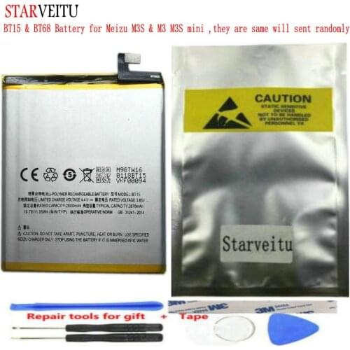 STARVEITU BT15 BT68 Battery for Meizu M3S M3 S M3 M3S Mini Bateria Rechargeable Li-polymer Batteries Repair Tools