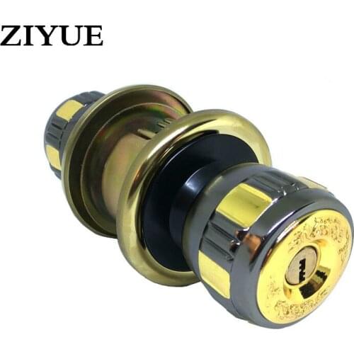 Free Shipping Zinc Alloy Black Ball Lock Chamber Wood Door Lock Copper Lock Core Gun Black Plus Gold Color