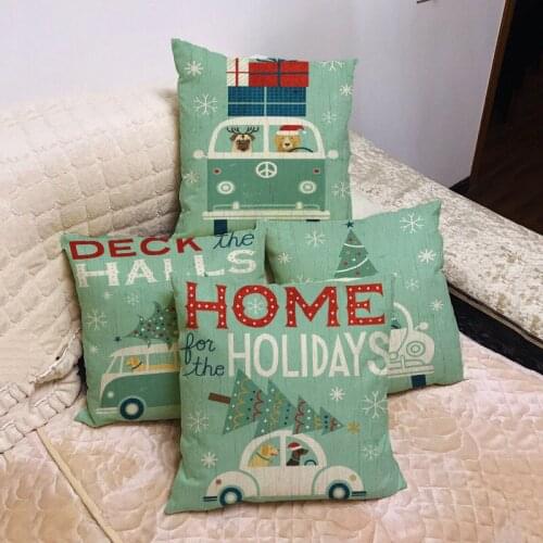 Cute Cartoon Linen Christmas Santa Claus Elk Throw Pillow Case Cover 45x45cm Merry Christmas Decorative Pillowcases