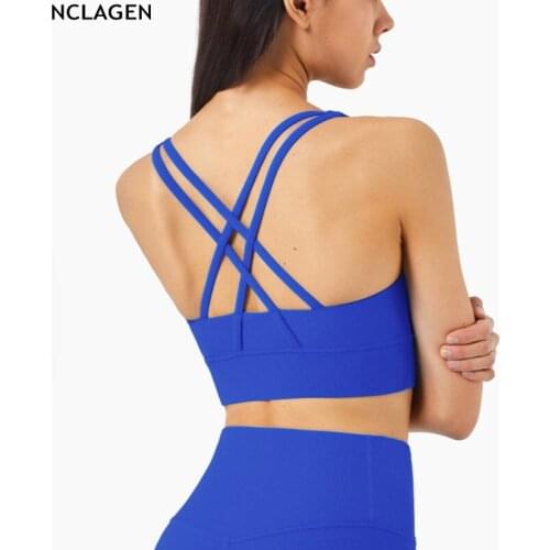 Yoga Bra Back Cross Sports Top For Women Summer Running Fitness Padded Vest Workout Yoga Underwear High Elastic Push-up Gym