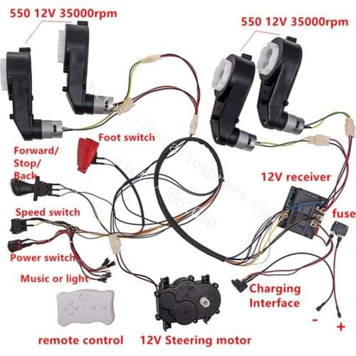 Children Electric Car DIY Modified,Wires And Switch Kit With 2.4G Bluetooth Rc And Controller For Baby Electric Car Self-Made
