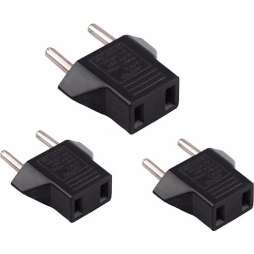 3pcs US To EU Travel Charger Power Adapter Wall Plug USA To Europe Portable European Regulation Charging Converter Plugs Adapter