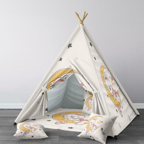 Play Tent for Kids Wigwam Portable Indoor Playground Tents Children Bedrooms Sweet Dream Bear Moon Model 110