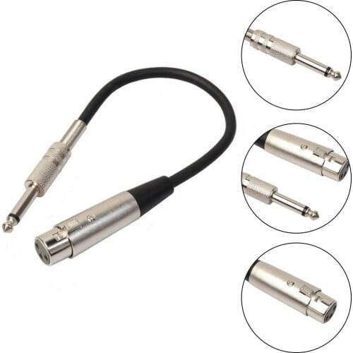 30CM 3-pin Female XLR to 1/4" Male Mono Microphone Cable Mic Lead Aux Cable TRS 6.35 mm For Audio Guitar Mixer Stereo Amplifier