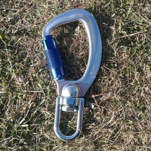 23KN Auto Locking Carabiner Rotating Swivel Triple Lock Rock Climbing Rescue Mountaineering Caving Arborist Buckle