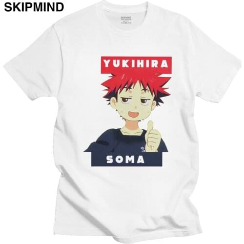 Kawaii Mens Anime Manga Food Wars Tshirt Short Sleeves Cotton T-shirt Round Collar Print Yukuhira Soma Tee Tops Fans Apparel