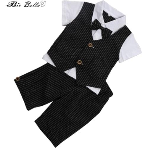 Kids Boys Summer Clothing Gentleman Children Boys 1-4 T Clothes Tops+Pants 2Pcs Kid Boys Outfits Wedding Party Baby Boys Outfits