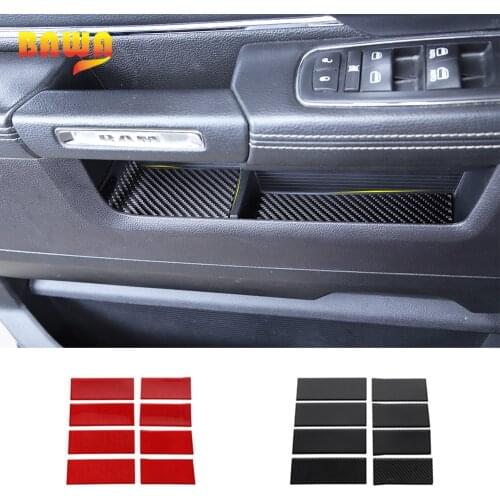 BAWA Soft Carbon Fiber Car Door Storage Slot Mat Anti-Dirty Mats For Dodge RAM 1500 2010-2015