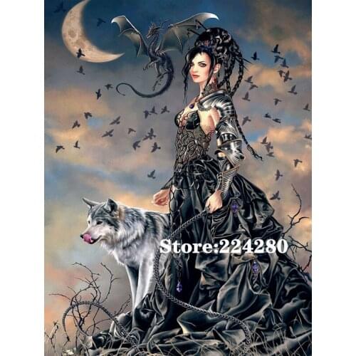Beauty and wolf Animals Needlework Aida Cross stitch 14CT Unprinted Embroidery kits Arts Cross-Stitching,DIY Handmade Decor