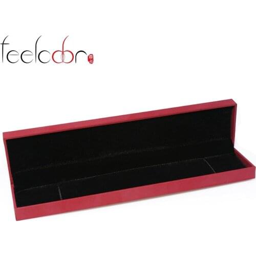 Red Color PU Packaging Wedding Bracelet Necklace Pendant Fashion Jewelry Display Box 22.8*5.1*3.1cm Gift Box Wholesale New