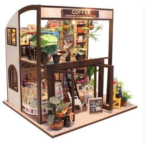 Doll House Miniature DIY Dollhouse With Furnitures Wooden House Waiting Time Toys For Children Birthday Gift M027