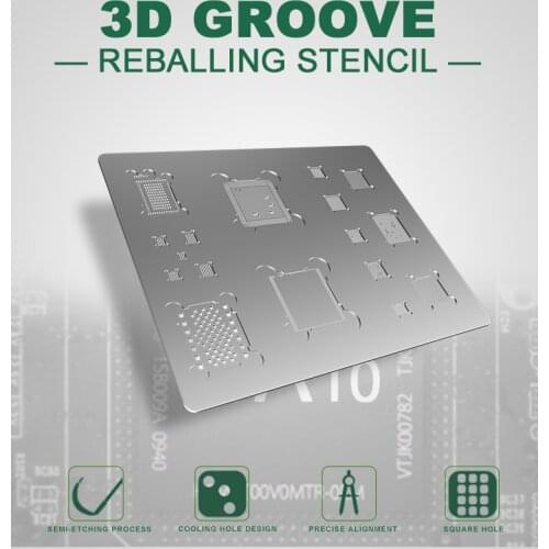 BEST 3D Black Universal Steel Mesh CPU NAND Baseband U2 IC For iphone A8 A9 A10 A11 A12 3D BGA Reballing Grooves Stencil Net