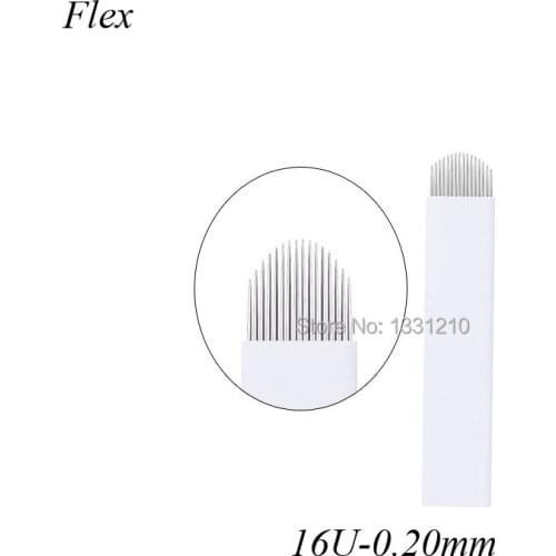 Lâmina U Sobrancelha Tebori Microblading U 16 Pontas Microblading White Needles Needle Permanent Makeup Accessories