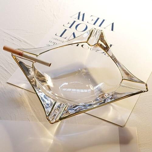 Fashion Glass Household Ashtray Coffee Table Living Room Vertical Ashtray Gift Boyfriend Heat-resistant Ashtray Ornaments