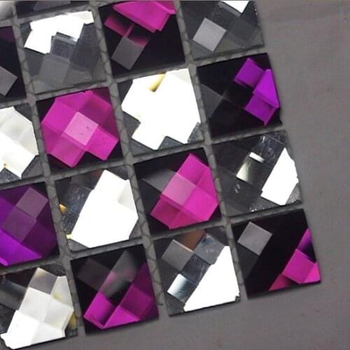 Lavender & silver Color 13 faced mirror Glass puple Mosaic Tile B6006