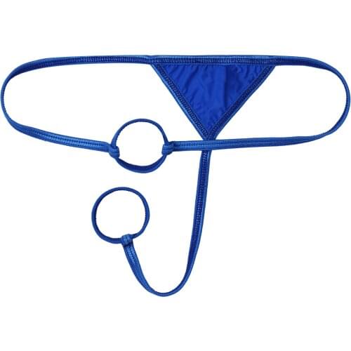 Mens Erotic Lingerie G-string Panties with O-Ring Holes Low Rise T-Back Sexy Thong Bikini Briefs Underwear Elastic Underpants