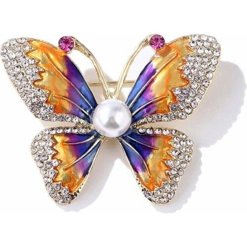 2021 NEW Factory Direct Sale Crystal Rhinestones Butterfly Brooch Pins Fashion Costume Jewelry For Women Or Girls Metal Pins