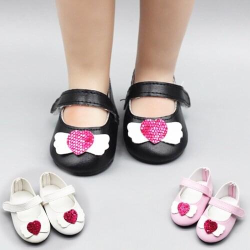New Fashion Doll Shoes 7cm White Pink Black Shoes Lovely 43cm Height Dolls Baby New Born and 18 inches American Doll