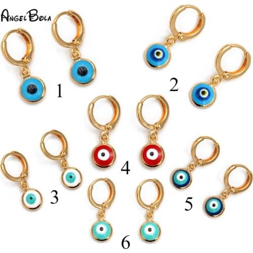 Wholesale 6 Colors Hell Evil Eye Angel Blue Eye Earrings for Women Ring Earrings