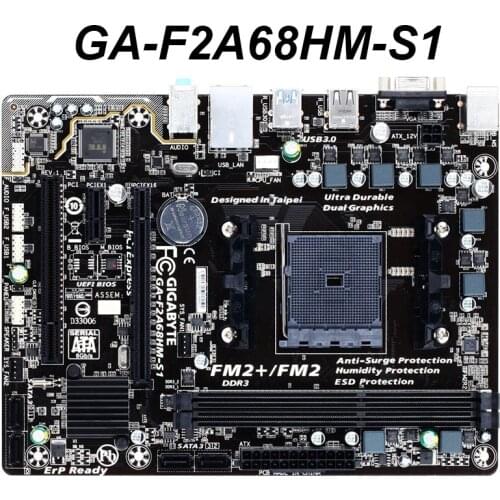 Original Motherboard For Gigabyte GA-F2A68HM-S1 F2A68HM-S1 DDR3 Socket FM2 A68H USB3.0 SATA3 64GB Used Desktop Mainboard
