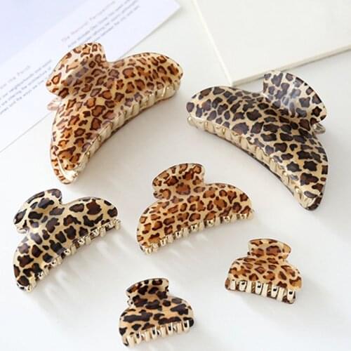 Hot Large Small Plastic New Arcylic Leopard Hair Claws for women Hair Clips Girls Hairpins Claws Clamp Banana Hair tool