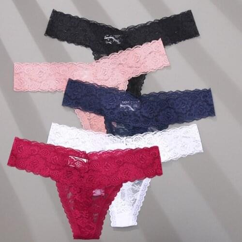 Sexy Lace Thongs for Women Hollow Out Mesh Ladies Panties Low Rise G-String Female Breathable Underwear Girls Intimates Lingerie