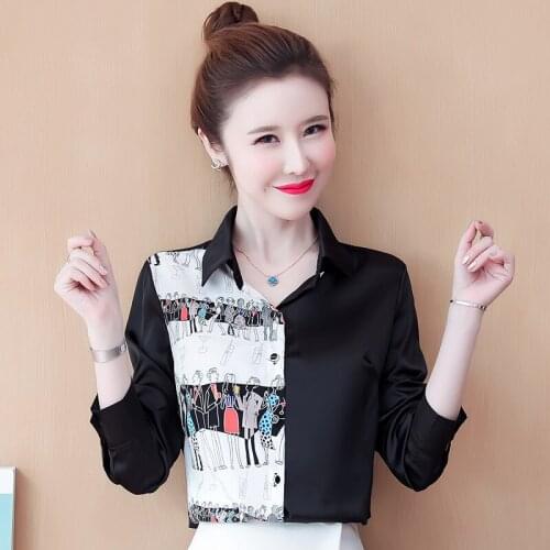 Printed Chiffon Long Sleeved Korean Autumn Elegant Fashion Blouses And Tops WomenS Shirt Clothing 2021 Female Vintage