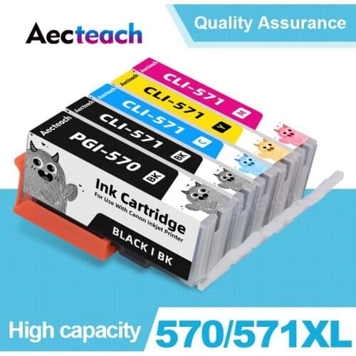 Aecteach PGI-570 PGI 570 Compatible Ink Cartridge For Canon PIXMA MG5750 MG5751 MG5752 MG6850 MG6851 MG6852 TS6050 TS505 Printer