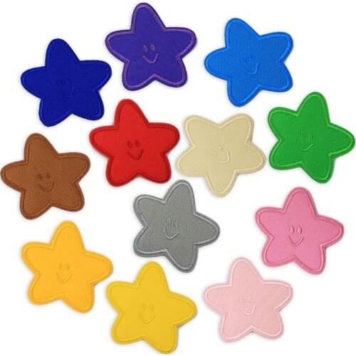 Cute Smile Face Star Patch Iron on Children Clothes Stickers Sew on Stripe Patches for Clothing Applique Badges Accessories