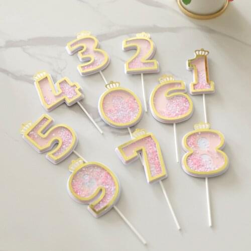 Number Cake Toppers Baby Shower Decoration Birthday Party Cake Insert Cake Decoration Wedding Cakes Dessert Decor Pink Blue