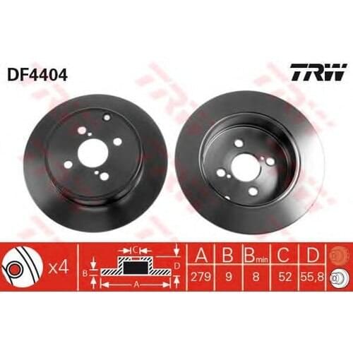 Trw Brake Disc Rear 4D 279Mm Corolla Zze12 02