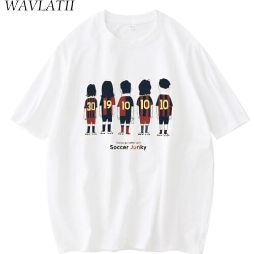 WAVLATII Women New Summer Tees Tops Lady 100% Cotton Classic Print T-shirts WT2156
