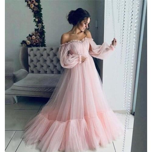 Off Shoulder Sweetheart Long Sleeve Backless Applique Lace Tulle Boho A-Line Princess Wedding Dress 2020 Vestido De Noiva