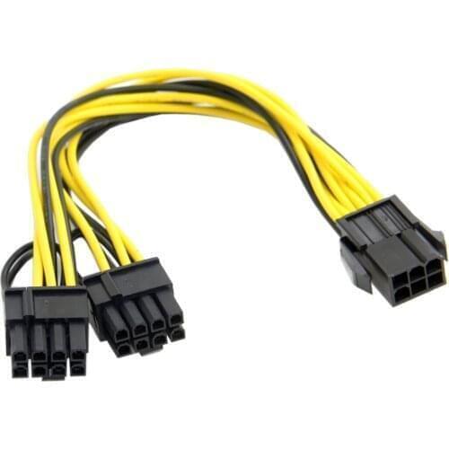 Zihan PCI-E PCI Express ATX 6Pin Male to Dual 8Pin & 6Pin Female Video Card Extension Splitter Power Cable