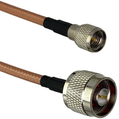 1Pcs RG142 Mini UHF MiniUHF Male plug to N Male Plug Connector Straight RF Jumper pigtail Cable 6inch~10M