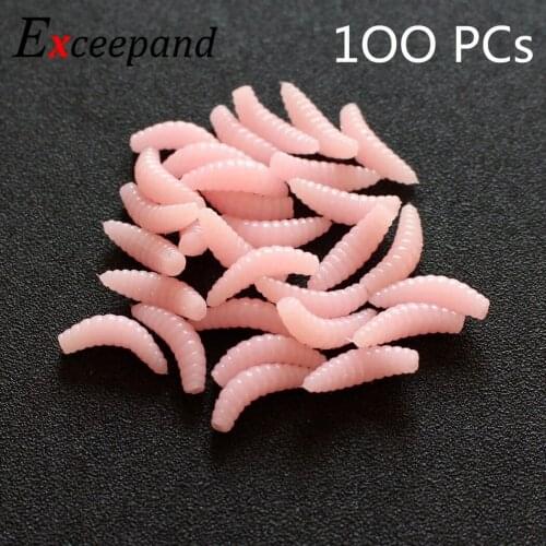 100 PCs Exceepand Fishing Lure Lifelike Worm Maggot Grub Soft Bait Carp Trout Fly Tackle Swimbait Artificial Earthworm Baits