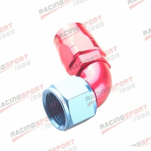 -12AN AN12 90 Degree Cutter Style One Piece Full Flow Swivel Hose End Red/Blue